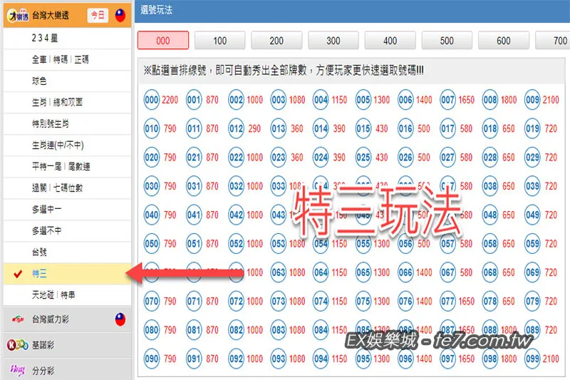 大樂透特三玩法