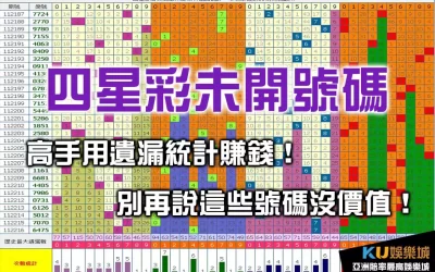 四星彩未開號碼 毫無價值？高手教你用遺漏統計賺更多錢！